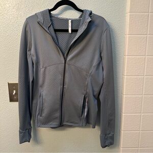 Fabletics Women's Gray Tech Knit Full Zip Hoodie Size L